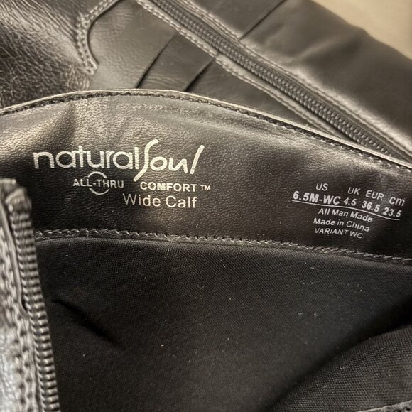 Natural Soul All-Thru Comfort Wide Calf Black Knee-High Boots 6.5M - Picture 4 of 7